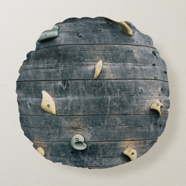 Vier bruine houten wandbekleding rond kussen (Voorkant)