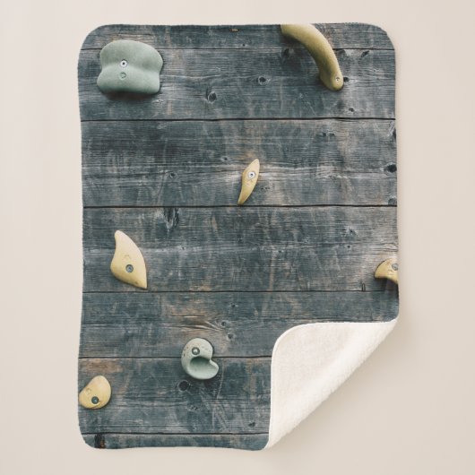 Vier bruine houten wandbekleding sherpa deken (Voorkant)