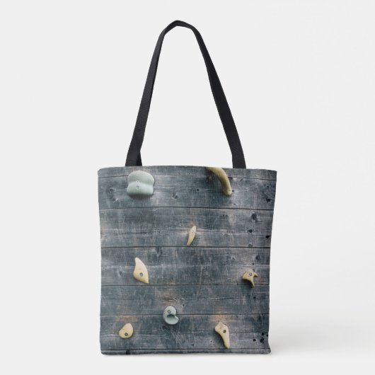 Vier bruine houten wandbekleding tote bag (Achterkant)