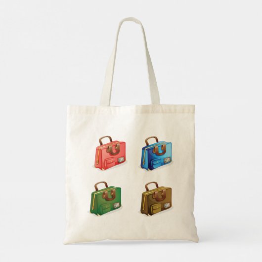 Vier Canvas tassen in een koffer (Achterkant)