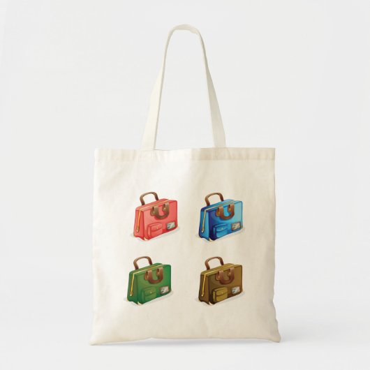 Vier Canvas tassen in een koffer (Voorkant)