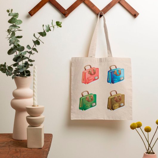 Vier Canvas tassen in een koffer