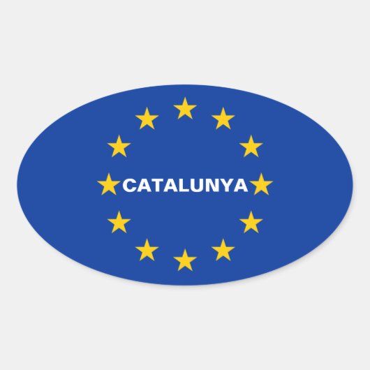 VIER Catalonië "Catalunya" Vlag van de Europese Un Ovale Sticker (Voorkant)