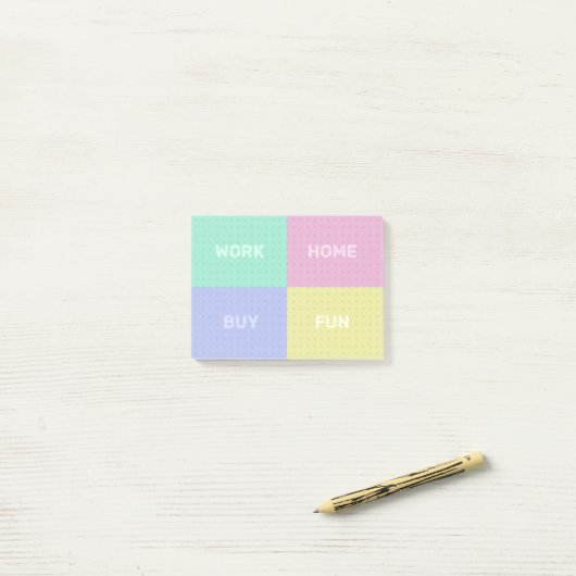 Vier categorieën Dot Grid Organizing Post-it® Notes (Op bureau)