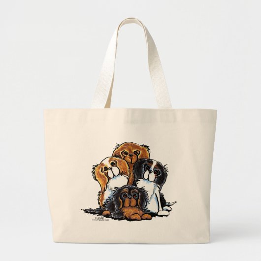 Vier Cavalier King Charles Spaniels Grote Tote Bag (Voorkant)