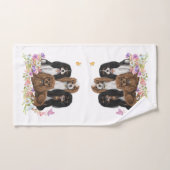 Vier Cavalier King Charles Spaniels in Flowers     Bad Handdoek (Handdoek)