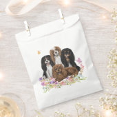 Vier Cavalier King Charles Spaniels in Flowers Bedankzakje (Geknipt)