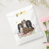 Vier Cavalier King Charles Spaniels in Flowers Bedankzakje (Gezegeld)