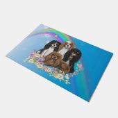 Vier Cavalier King Charles Spaniels in Flowers  Deurmat (Schuin)