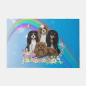 Vier Cavalier King Charles Spaniels in Flowers  Deurmat (Voorkant)
