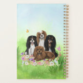 Vier Cavalier King Charles Spaniels in Flowers Planner (Achterkant)