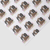 Vier Cavalier King Charles Spaniels in Flowers   Tissuepapier (Detail)