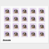 Vier Cavalier King Charles Spaniels in Flowers Vierkante Sticker (Vel)