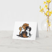 Vier Cavalier King Charles Spaniels Kaart (Gele Bloem)