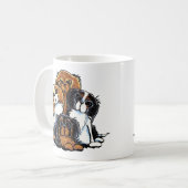 Vier Cavalier King Charles Spaniels Koffiemok (Voorkant links)