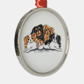 Vier Cavalier King Charles Spaniels Metalen Ornament (Rechts)