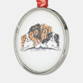 Vier Cavalier King Charles Spaniels Metalen Ornament (Links)