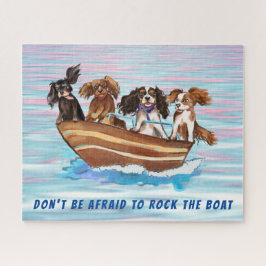 Vier Cavalier King Charles Spaniels op een boot Legpuzzel