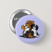 Vier Cavalier King Charles Spaniels Ronde Button 5,7 Cm (Voorkant /achterkant)