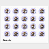 Vier Cavalier King Charles Spaniels Ronde Sticker (Vel)