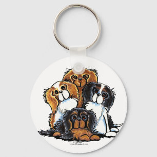 Vier Cavalier King Charles Spaniels Sleutelhanger