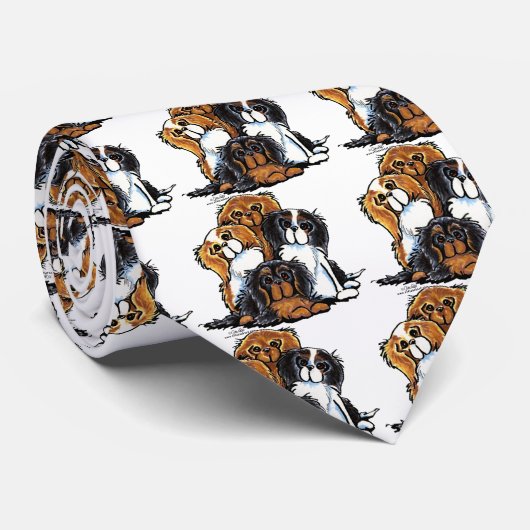 Vier Cavalier King Charles Spaniels Stropdas (Opgerold)