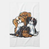 Vier Cavalier King Charles Spaniels Theedoek (Verticaal)