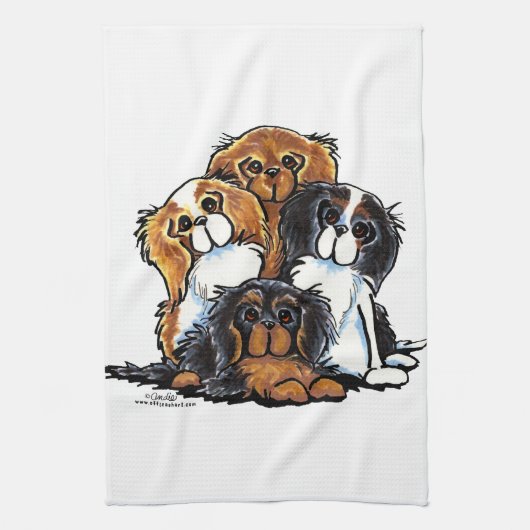 Vier Cavalier King Charles Spaniels Theedoek (Verticaal)