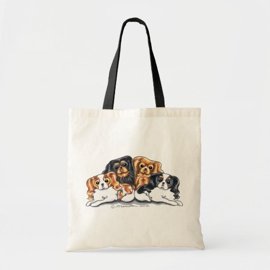 Vier Cavalier King Charles Spaniels Tote Bag (Voorkant)