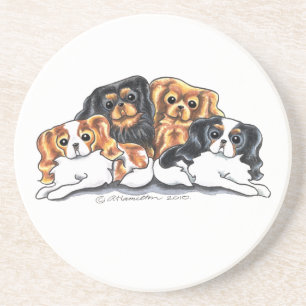 Vier Cavalier King Charles Spaniels Zandsteen Onderzetter