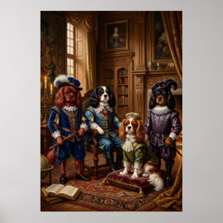 Vier Cavalier Spaniel Musketiers Portret Poster