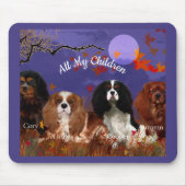 Vier Cavalier Spaniels Herfstnacht Muismat (Voorkant)