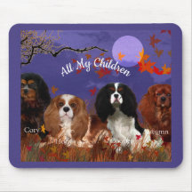 Vier Cavalier Spaniels Herfstnacht Muismat