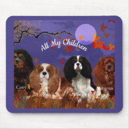 Vier Cavalier Spaniels Herfstnacht Muismat
