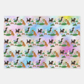 Vier Cavalier Spaniels in een Vloergebied Inpakpapier Vel (Voorkant)