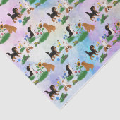 Vier Cavalier Spaniels in een Vloergebied Tissuepapier (Detail)