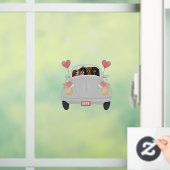 Vier Cavalier-Spanjaarden in een auto met hart Raamsticker (Huis)