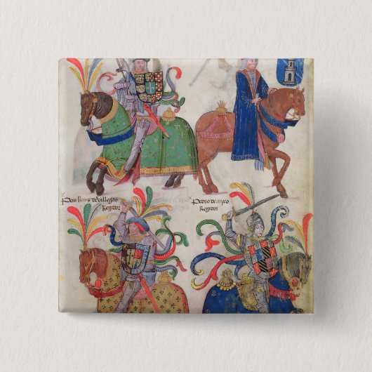 Vier cavaliers van de vierkante button 5,1 cm (Voorkant)