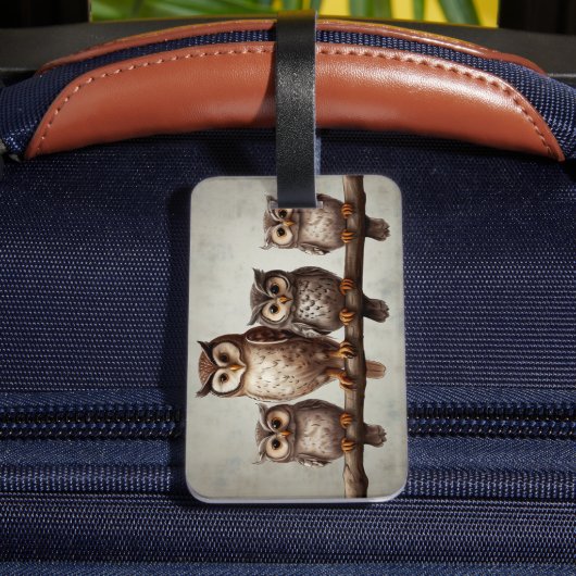 Vier charmante uilen bagagelabel (Achter Insitu 4)