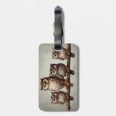 Vier charmante uilen bagagelabel (Achterkant verticaal)
