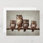 Vier charmante uilen briefkaart (Voorkant / Achterkant)