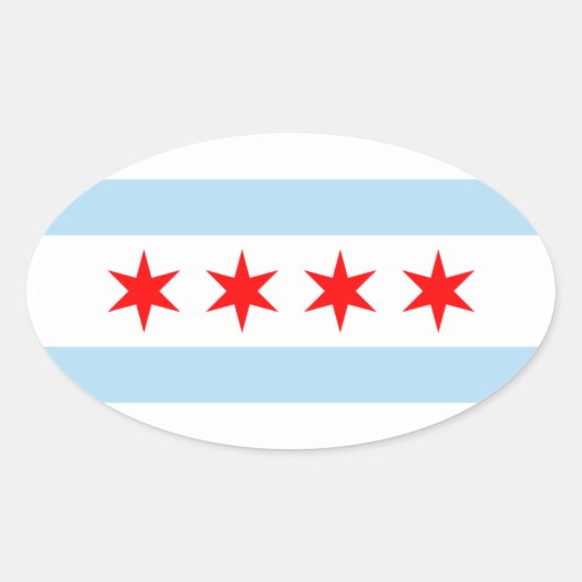 VIER Chicago Flag Ovale Sticker (Voorkant)