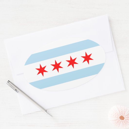 VIER Chicago Flag Ovale Sticker (Envelop)