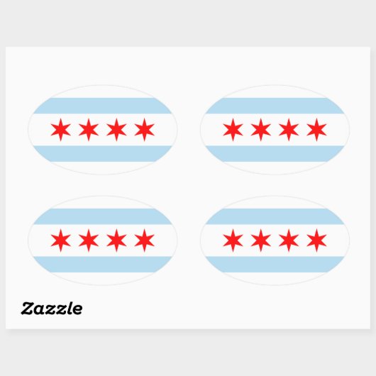 VIER Chicago Flag Ovale Sticker (Vel)