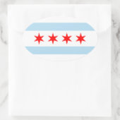VIER Chicago Flag Ovale Sticker (Tas)