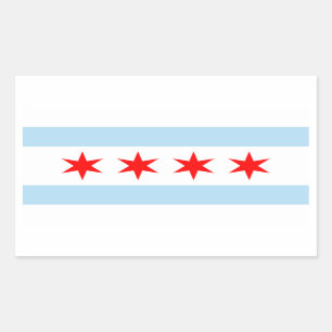 VIER Chicago Flag Rechthoekige Sticker