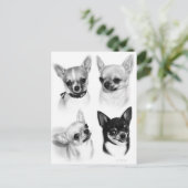 Vier Chihuahua's realistische handgeschilderde kun Briefkaart (Staand voorkant)
