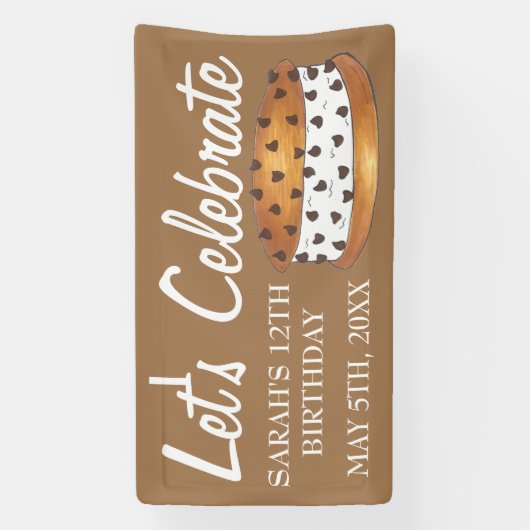 Vier Chipwich Ice Cream Sociaal Verjaardagsfeest Spandoek (Verticaal)