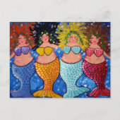 Vier Chubby Mermaids Briefkaart (Voorkant)