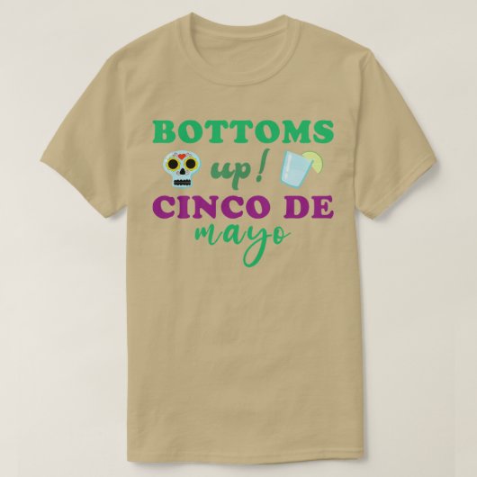 Vier Cinco De Mayo met Bottoms Up-drankaanbieding T-shirt (Design voorkant)